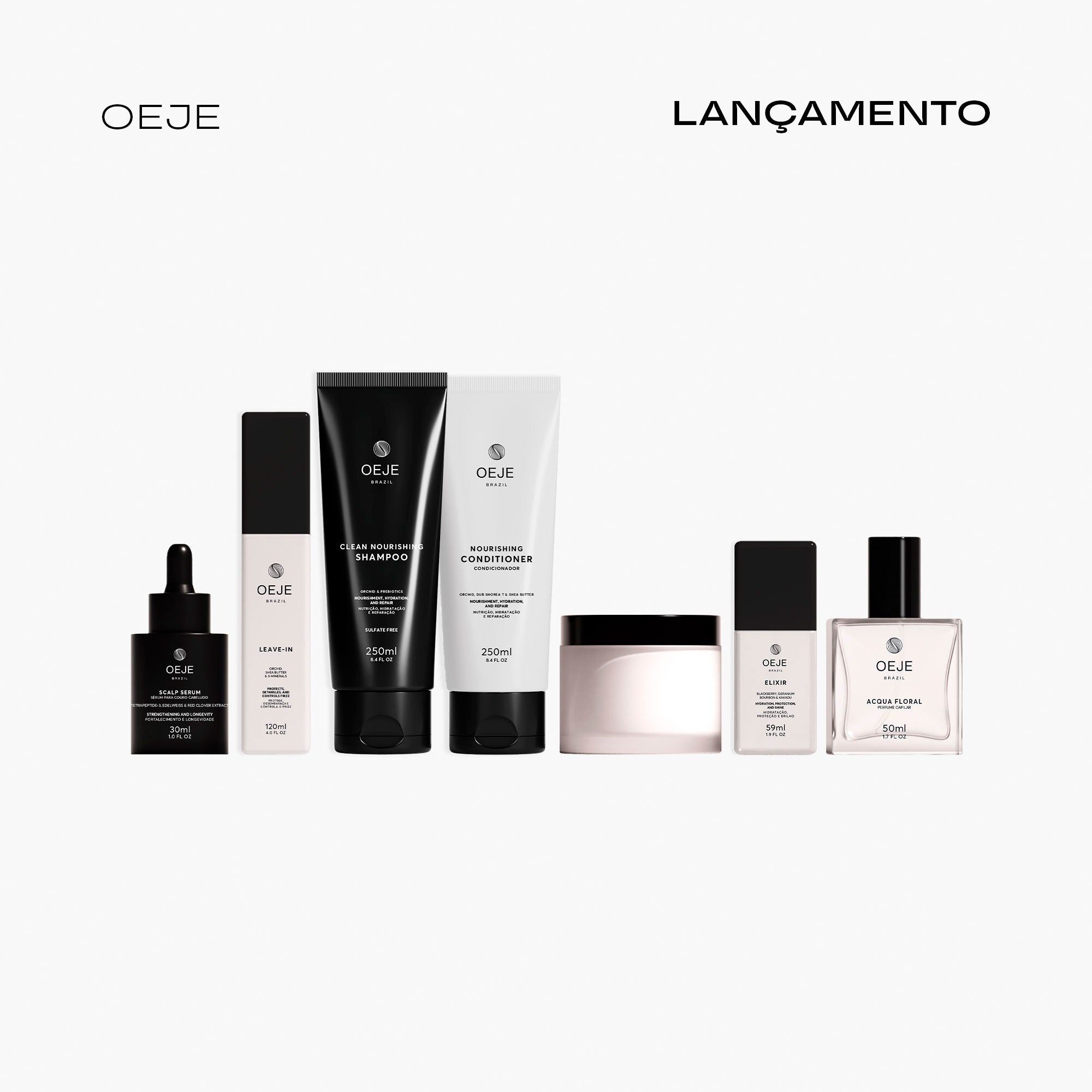 Oeje Brazil Kit Experiência - Shampoo + Condicionador + Máscara + Leave-in + Elixir + Perfume + Scalp